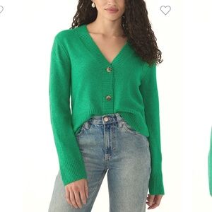 1 State Electric Green Button Cardigan
